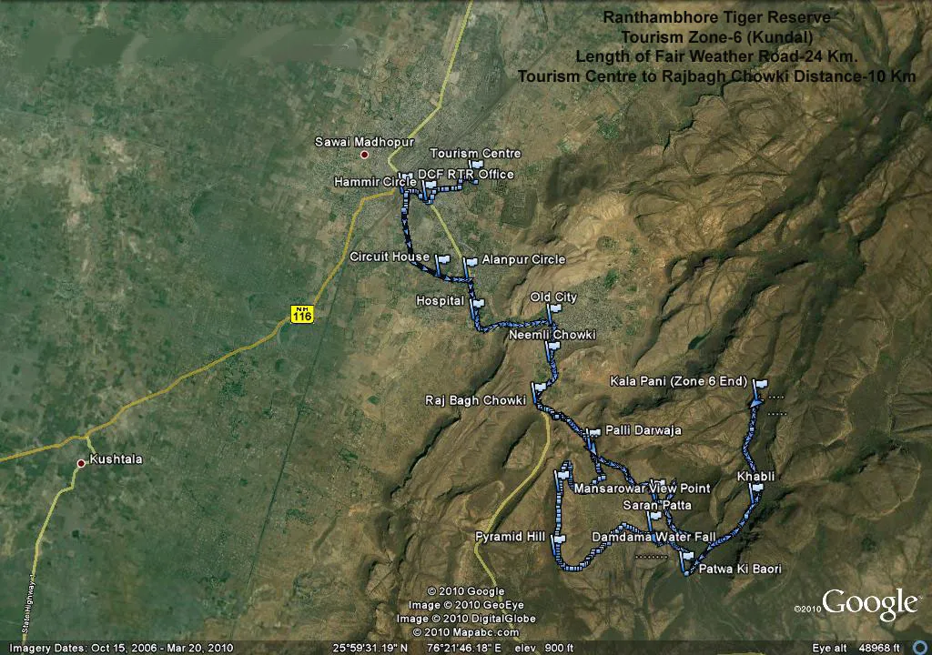 ZONE-6 Zone Vi safari route map